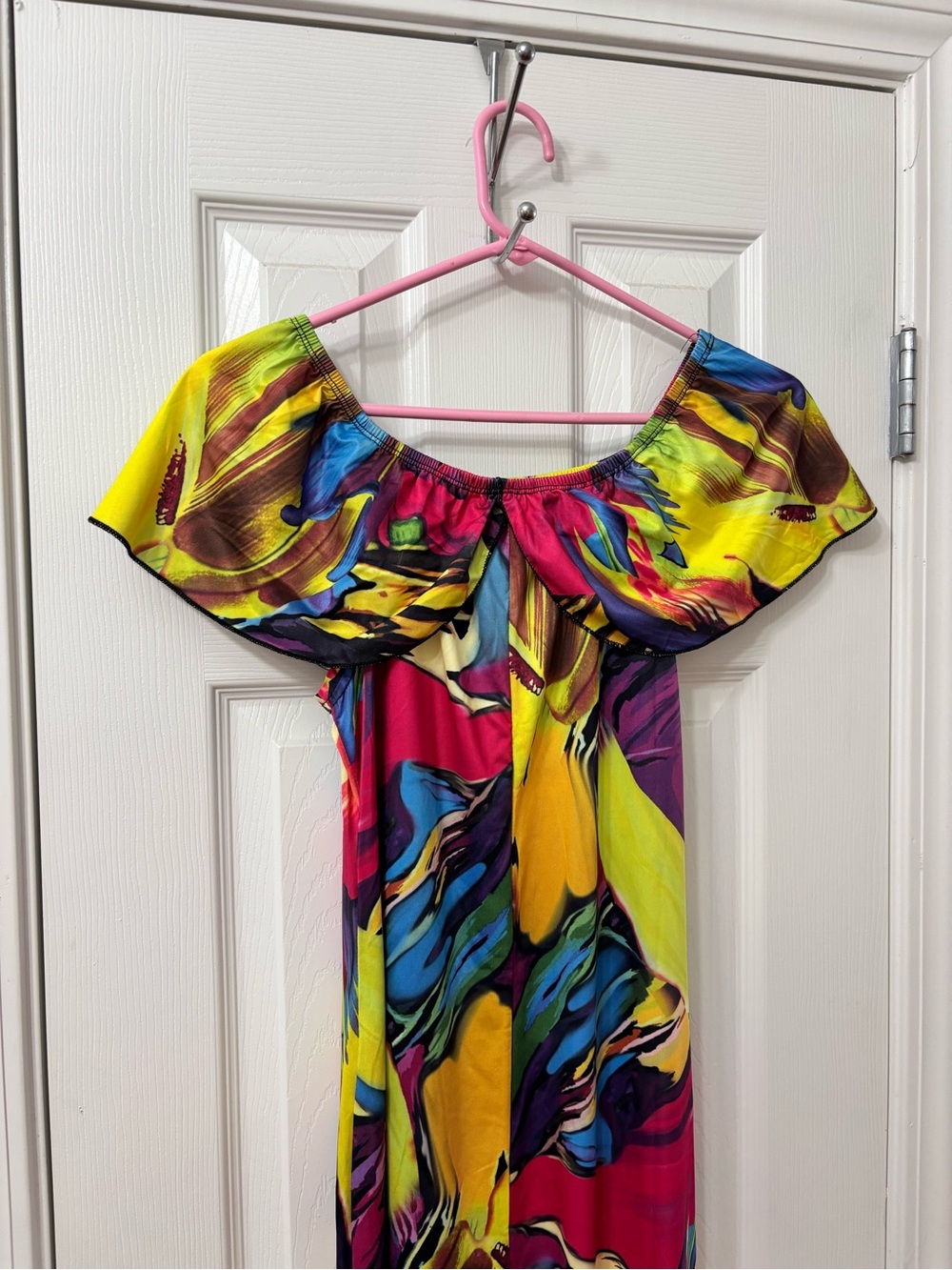 NWT Suimiki Off-Shoulder Tropical Print Maxi Dress Multicolor Women’s Size M - Picture 7 of 10